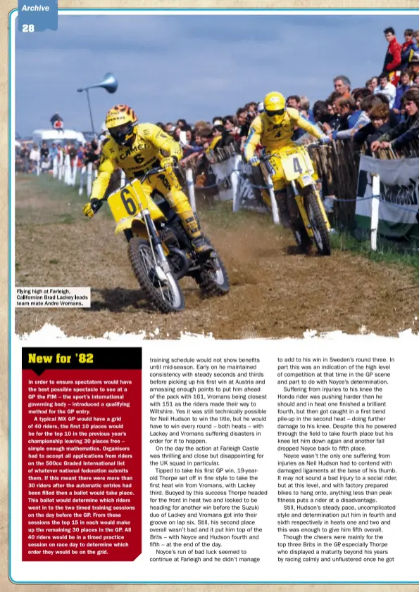  ??  ?? Flying high at Farleigh, California­n Brad Lackey leads team mate Andre Vromans.