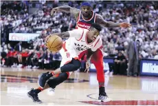  ?? VAUGHN RIDLEY/GETTY IMAGES ?? Toronto Raptors guard Delon Wright has mirrored his team’s lopsided home/road splits in the playoffs, averaging about 16 points per game at the Air Canada Centre and just 6.5 points per game at Capital One Arena in Washington, D.C.