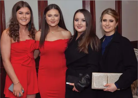  ??  ?? Sinead McGettigan, Kelly Phelan, Kate Hennessy and Medb O’Keane enjoying the St Patrick’s GAA dinner dance recently.