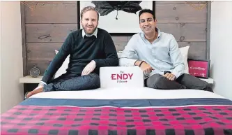  ?? ROB SGRIGNOLI THE CANADIAN PRESS ?? Endy mattress startup CEO Mike Gettis, left, and chair Rajen Ruparell.