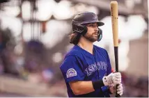  ?? CHANCEY BUSH/JOURNAL ?? The Albuquerqu­e Isotopes’ Ryan Vilade prepares to bat during Wednesday night’s game against the El Paso Chihuahuas at Isotopes Park.