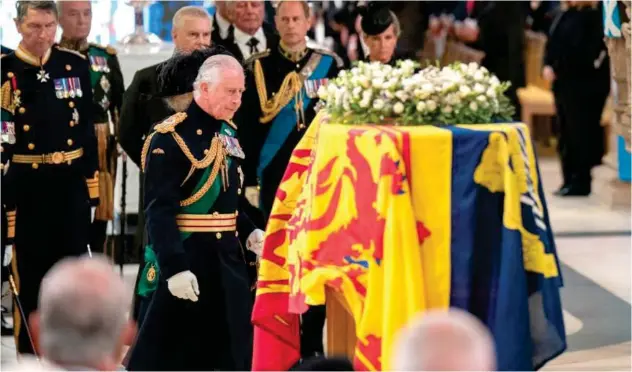  ?? Reuters ?? King Charles III attends a Service of Prayer and Reflection for the Life of Queen Elizabeth II at St Giles’ Cathedral, Edinburgh, Scotland.