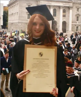  ??  ?? Lauren Sheeran from Tenure, Monasterbo­ice, pictured after graduating from Trinity College with an Honours Degree in Science. Mum, Dad and little sister Lily are very proud.