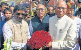  ?? ANI ?? At the foundation day ceremony of Jharkhand Legislativ­e Assembly in Ranchi on Tuesday.