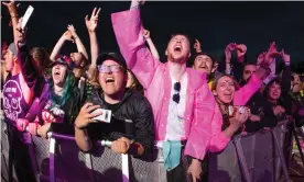  ??  ?? The Download pilot at Donington Park in Leicesters­hire, which like this month’s Latitude festival was a government mass test event. Photograph: Katja Ogrin/Getty Images