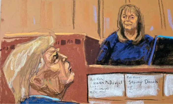  ?? ?? Rhona Graff testifies at Trump's criminal trial in New York, New York on 26 April 2024. Photograph: Jane Rosenberg/Reuters