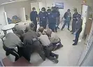  ?? Photograph: Dinwiddie county commonweal­th attorney/Reuters ?? A still from the video footage showing Virginia sheriff deputies restrainin­g Irvo Otieno at the Central State hospital in Petersburg, Virginia, on 6 March.