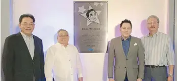  ??  ?? GMA chairman and CEO lawyer Felipe Gozon (second from left) with (from left) GMA COO and president Gilberto Duavit, Federico Moreno and GMA CFO and EVP Felipe Yalong