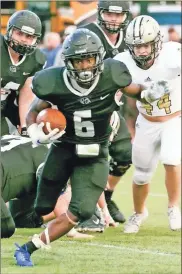  ??  ?? Ridgeland’s Terrance Roberts looks to get upfield during the Panthers’ Corky Kell Classic against Calhoun in Rome.