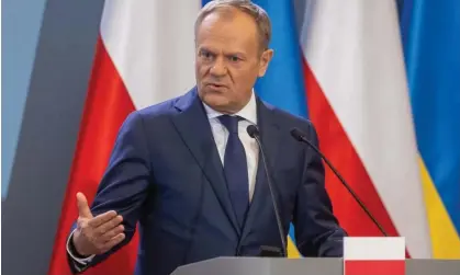  ?? ?? Donald Tusk: ‘I don’t want to scare anyone, but war is no longer a concept from the past.’ Photograph: Wojtek Radwański/AFP/Getty Images
