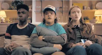  ?? NETFLIX ?? Caleb McLaughlin, from left, Gaten Matarazzo and Sadie Sink in “Stranger Things,” which is back for a fourth season.
