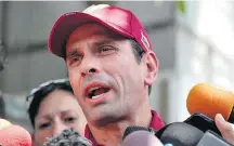  ?? MARCO BELLO/REUTERS-10/9/2017 ?? Bloqueio. Henrique Capriles, líder opositor, critica antecipaçã­o