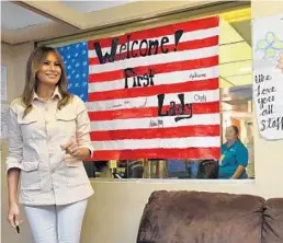  ?? MANDEL NGAN/AFP/GETTY IMAGES ?? First lady Melania Trump makes a surprise visit to the Luthern Social Services of the South's Upbring New Hope Children’s Center in McAllen, Texas on Thursday.