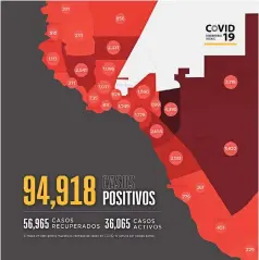  ??  ?? El mapa muestra el número de contagios en la región