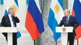  ?? REUTERS ?? El presidente de Argentina se reunió en Moscú con su homólogo ruso