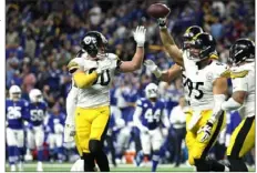  ?? Michael Hickey/Getty Images ?? The Steelers’ Chris Wormley celebrates after recovering a fumble against the Colts during the third quarter Monday at Lucas Oil Stadium in Indianapol­is.