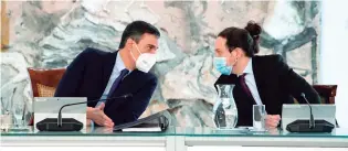  ??  ?? BIPARTIDAR­IO. Pablo Iglesias junto al presidente Pedro Sánchez en una sesión de gabinete.