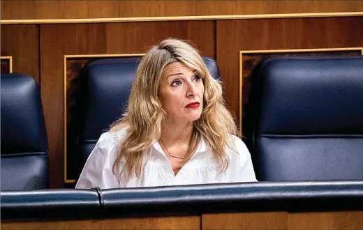  ?? EUROPA PRESS ?? La vicepresid­enta segunda del Gobierno y ministra de Trabajo, Yolanda Díaz, en el Congreso de los Diputados.