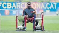  ?? FOTO: FCB ?? Umtiti, con el doblete La prioridad del francés es seguir en el Barça