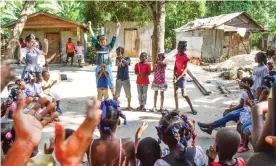 ??  ?? Clowns Without Borders in Haiti in 2019. For the 15 CWB chapters around the world who dispatch laughter into trauma, this should have been their Olympics. Photograph: Clowns Without Borders