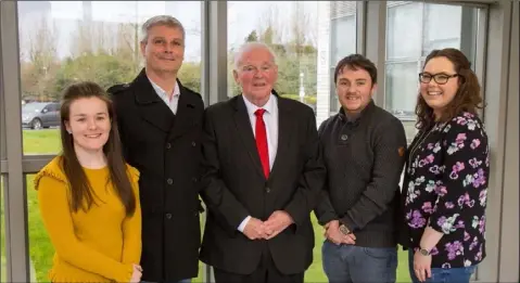  ??  ?? DkIT Students with John Teeling as part of the Entreprene­urship Lecture Series 2018.
