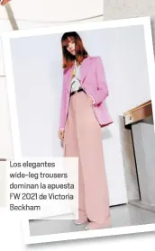  ??  ?? Los elegantes wide-leg trousers do inan la apuesta FW 2021 de Victoria Bec ham