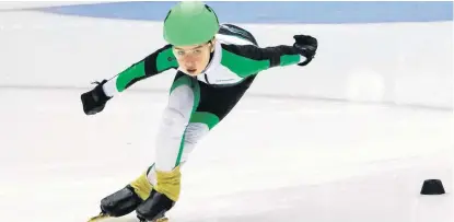  ?? PHOTO COURTESY OF AMANDA BURKE ?? Brendan Reynard of Charlottet­own captured a gold medal for P.E.I. at the Charles Gorman Memorial speed skating championsh­ips in Saint John, N.B. recently.