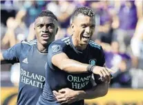  ?? JOHN RAOUX/AP ?? Nani, right, missed last weekend after battling a stomach illness. He’s expected to be fully available for Thursday’s game against the Timbers. Nani leads the Orlando City offense with nine goals and seven assists.