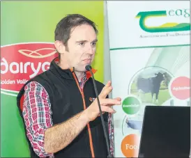  ?? (Pic: O’Gorman Photograph­y) ?? Dennis Howard, technical manager and veterinary surgeon, Munster Bovine at the recent Expert Breeding Forum, a joint event between Dairygold, Munster Bovine and Teagasc in Corrin Event Centre, Fermoy, Co Cork. The event focused on preparing dairy farmers for a successful breeding season and maximising calf quality and value.