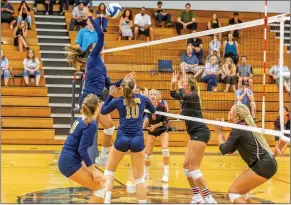  ?? Cory Rubin/The Signal (See additional photos on signalscv.com) ?? Cougar sophomore Toni Bito goes up for the kill in a matchup with Santa Barbara at College of the Canyons on Wednesday.