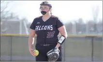  ?? ?? Ford’s Danielle Sugars gets a sign before pitching against Anchor Bay in a MAC Red game Tuesday.