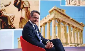  ?? ?? Kyriakos Mitsotakis on the BBC on Sunday. His officials believe the interview played a role in the cancellati­on of his meeting with Rishi Sunak. Photograph: Jeff Overs/BBC/AFP/Getty Images