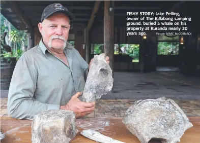  ?? Picture: MARC McCORMACK ?? FISHY STORY: Jake Pelling, owner of The Billabong camping ground, buried a whale on his property at Kuranda nearly 20 years ago.