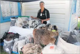  ??  ?? IRVINA Lunt of Duncraig Black and Coloured Wools displays her Died in the Wool products.