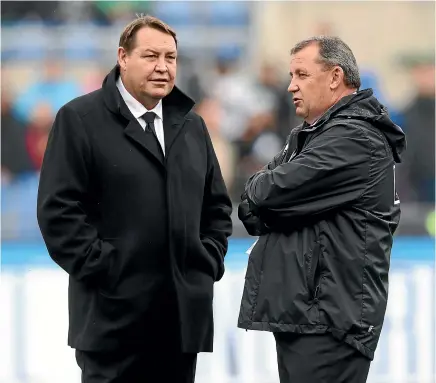  ?? GETTY IMAGES ?? Steve Hansen, left, and Ian Foster have establishe­d a close relationsh­ip as head coach and assistant coach of the All Blacks.