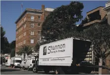  ?? Justin Sullivan / Getty Images ?? A moving truck outside the Russian consulate on Green Street, near the Presidio, on Thursday after it was ordered closed.