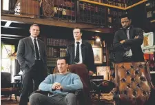  ?? Claire Folger, Lionsgate ?? From left: Daniel Craig, Chris Evans, Noah Segan and Lakeith Stanfield.