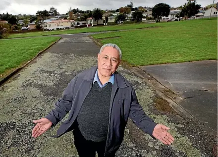  ??  ?? Reverend Perema Leasi on Housing NZ land that has stood empty since 2008. Social Housing Minister Amy Adams, below left, says most of the fall in numbers is because homes have been transferre­d to community providers. Below right, a Porirua state house...