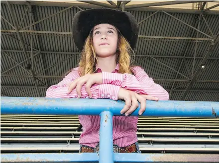  ?? PHOTOS: FRANCIS GEORGIAN/PNG ?? Taylor Manning, 14, of Edson, Alta., was one of 96 cowboys and cowgirls invited to Surrey on Saturday to take part in the Cloverdale Invitation­al Rodeo’s barrel racing competitio­n.