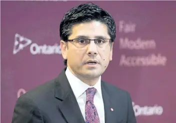  ?? FRANK GUNN/THE CANADIAN PRESS FILES ?? Ontario Attorney General Yasir Naqvi in Hamilton on Jan. 31.