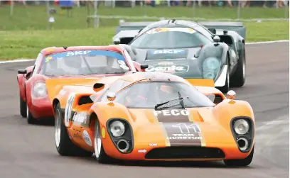  ??  ?? SPORTS CARS. Podium chasers in the races for Pre-1974 Internatio­nal Sports Racing Prototypes should include Neil Lobb (Lola T70), Jonathan du Toit (Chevron B8) and Larry Wilford (Lola T70).