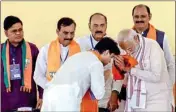  ?? PTI ?? PM Narendra Modi with Union Minister Jyotiradit­ya Scindia during a public meeting for Lok Sabha elections, in Morena, on Thursday