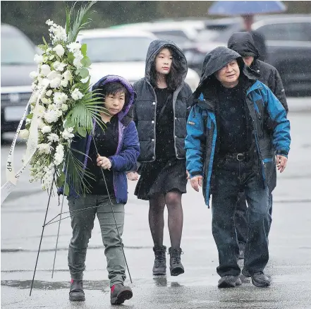  ?? JASON PAYNE ?? Friends and family gathered Saturday at the Coquitlam Alliance Church to pay their respects to Alfred Wong, 15, an innocent bystander killed in a Vancouver shooting on Jan. 15.