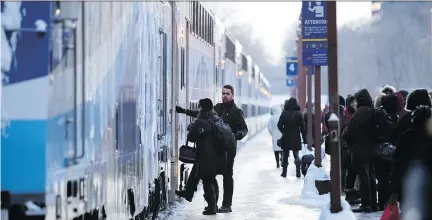  ?? ALLEN MCINNIS ?? Some St-Jérôme-bound trains were cancelled on Monday as a result of issues caused in large part by extreme temperatur­e swings.