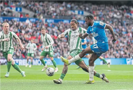  ?? ?? Ricky-Jade Jones in action for Posh against Wycombe at Wembley. Photo Joe Dent/theposh.com.