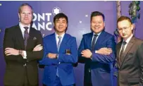  ??  ?? Montblanc Southeast Asia president Matthieu Dupont, sales director Kenneth Shek, senior sales manager Nathanael Tan, marketing manager Ben Goh