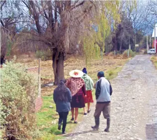  ?? TATIANA SILES JOFFRÉ. ?? CAMINO. Pobladores de Paucarpata (al norte del municipio de Quillacoll­o) transitan por las calles que delimitan la zona agrícola de Illataco.