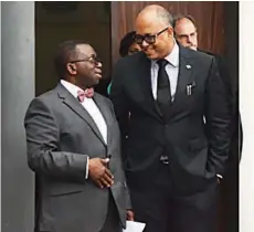  ??  ?? Minister of Health, Prof. Isaac F. Adewole (left), with Director General (DG) of the Nigeria Centre for Disease Control ( NCDC), Dr. Chikwe Ihekweazu, at the NCDC headquarte­rs in Jabi, Abuja