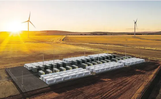  ?? TESLA ?? South Australia invested an estimated $90 million to build the world’s biggest lithium ion battery on the edge of the Outback.