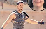  ??  ?? Tedstone Glover and Russell Crowe in Gladiator film